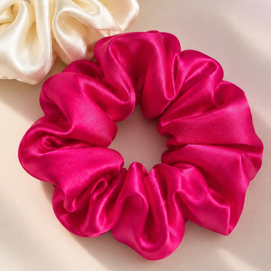 A Hot Pink Candy Pop seen from above, with numbered pins on the silk, the gathers and the elastic