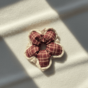 Plaid Flower Scrunchie