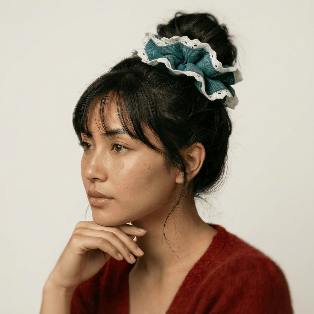 Pine Teal Plaid Scrunchie