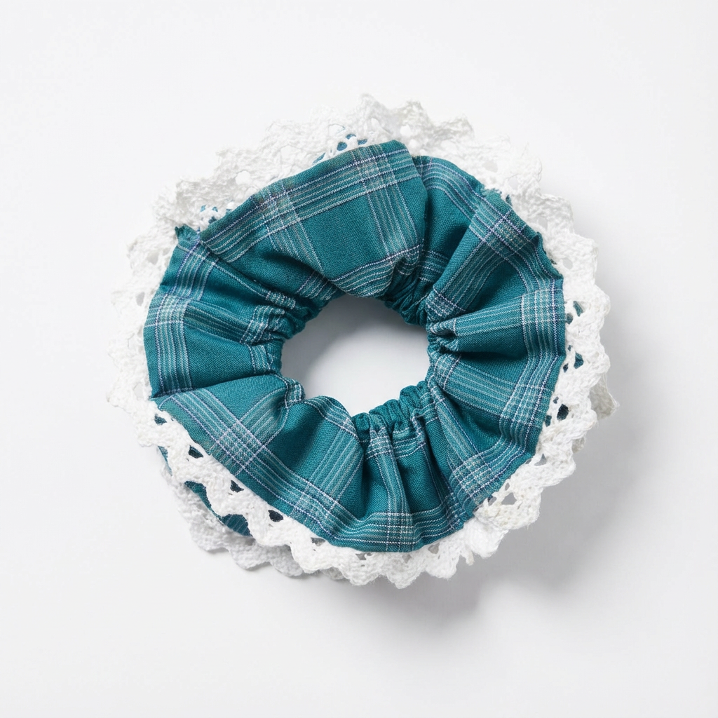Pine Teal Plaid Scrunchie
