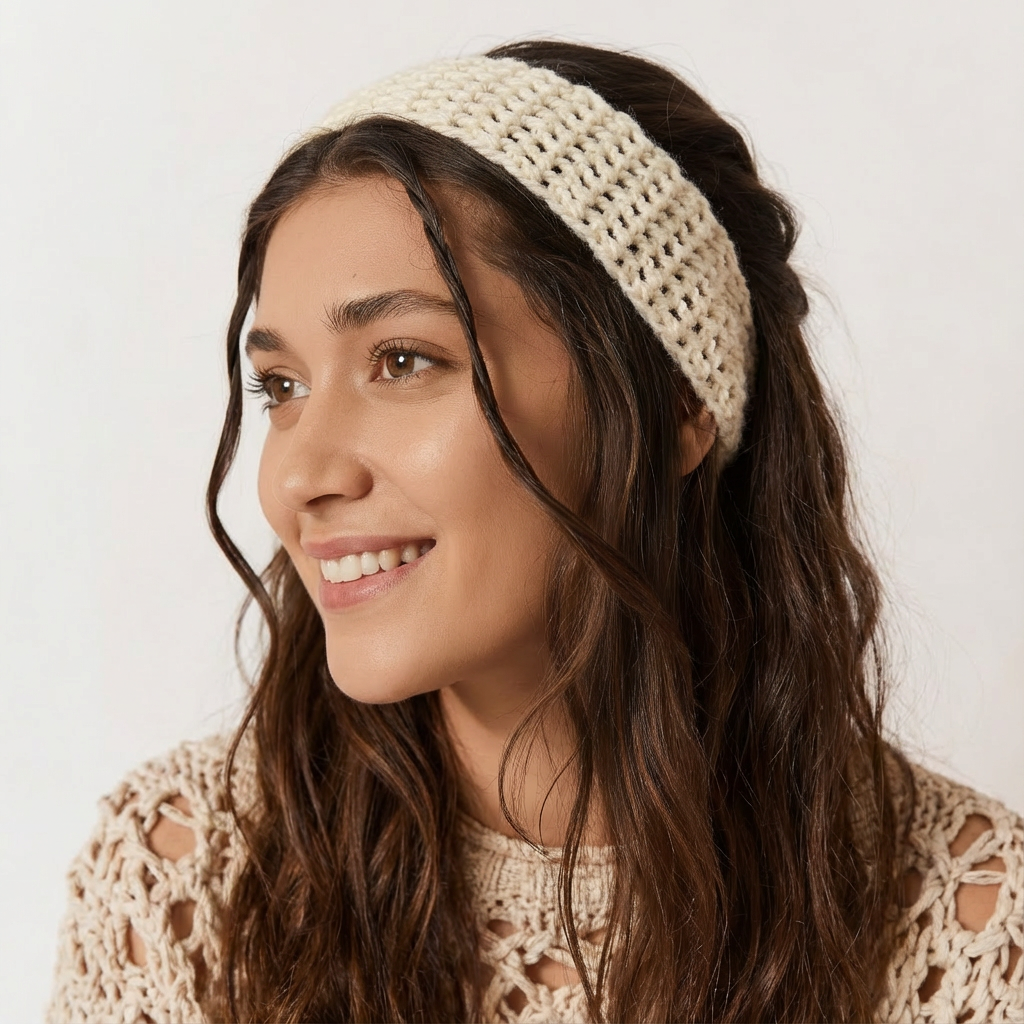 Cream Crochet Headband