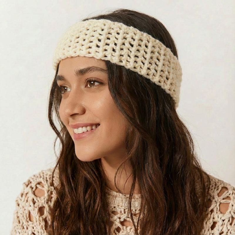 Cream Crochet Headband