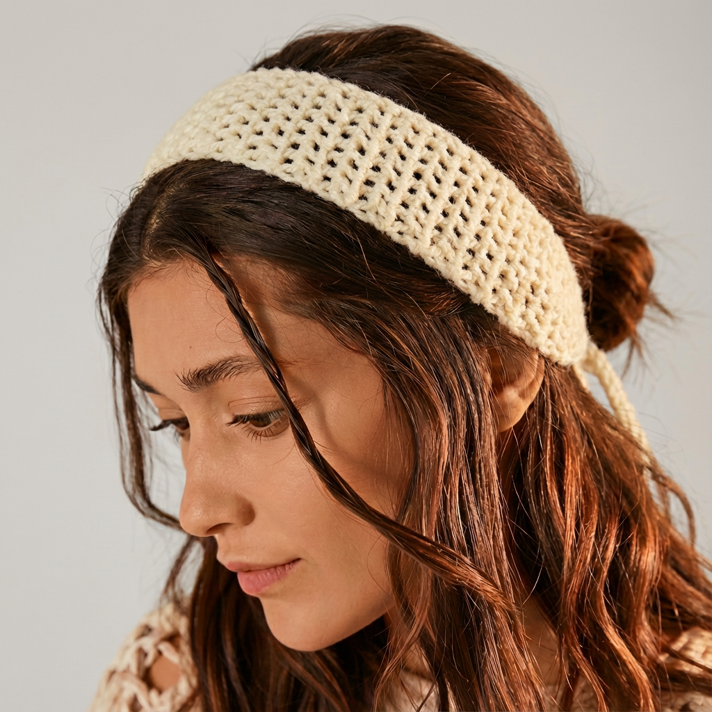 Cream Crochet Headband