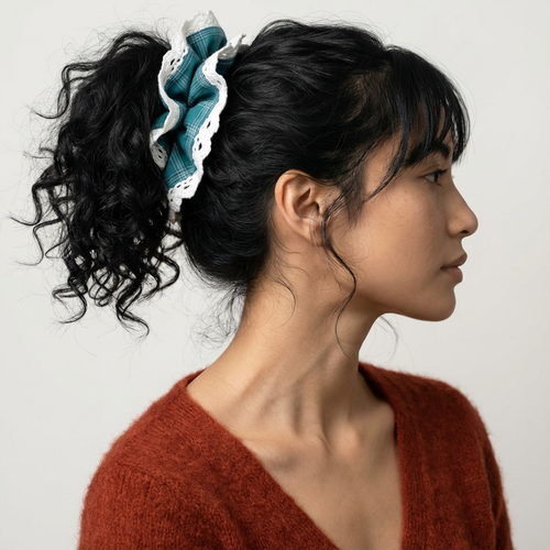Pine Teal Plaid Scrunchie