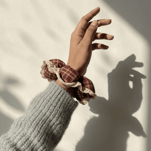 Plaid Flower Scrunchie
