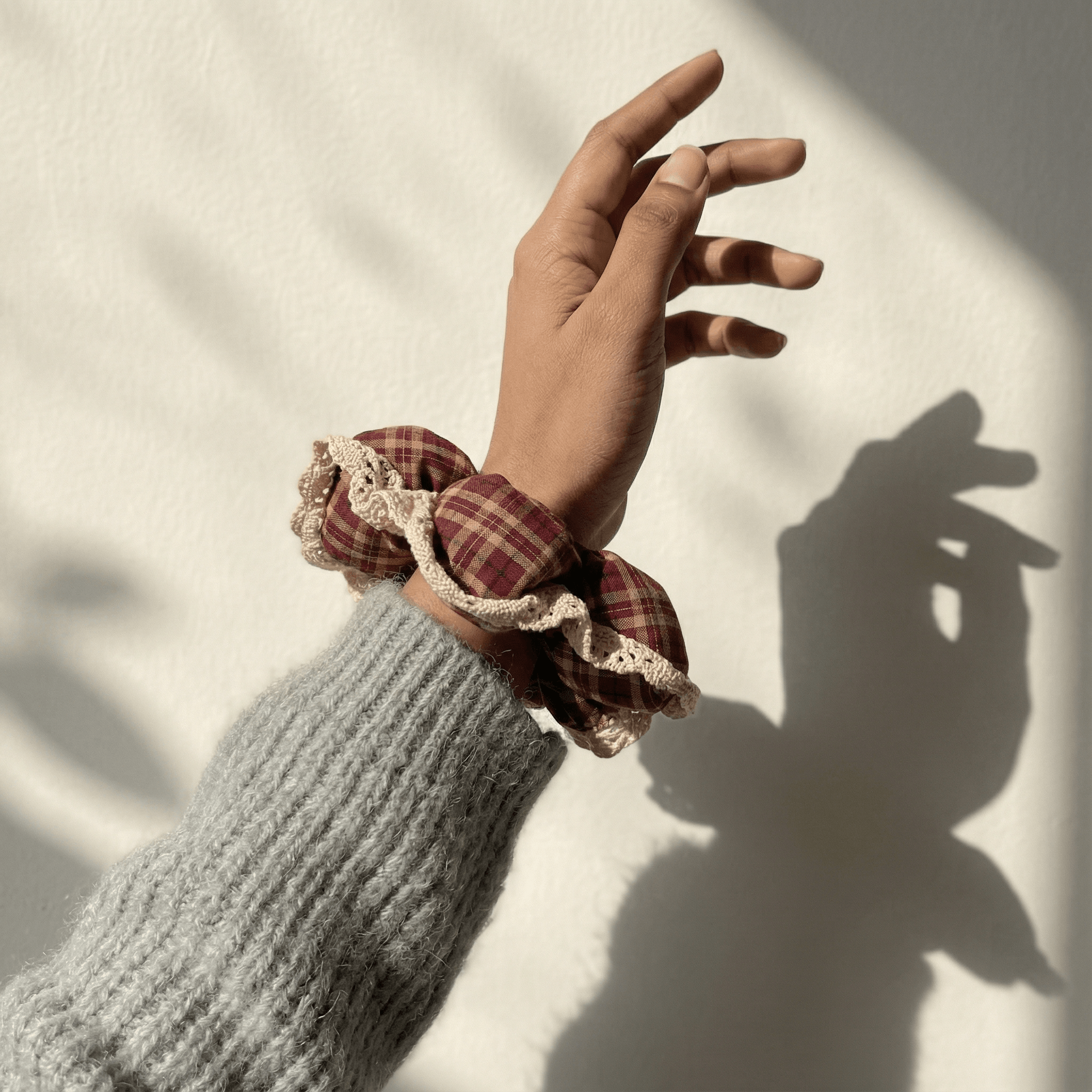 Plaid Flower Scrunchie