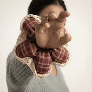Plaid Flower Scrunchie