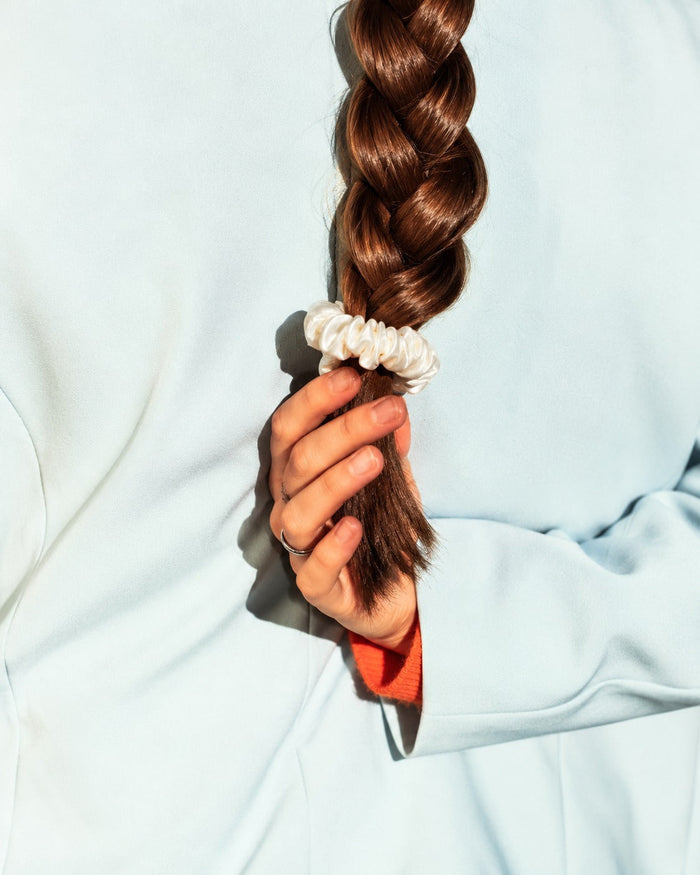 Candy Dot - Skinny Mulberry Silk Scrunchie