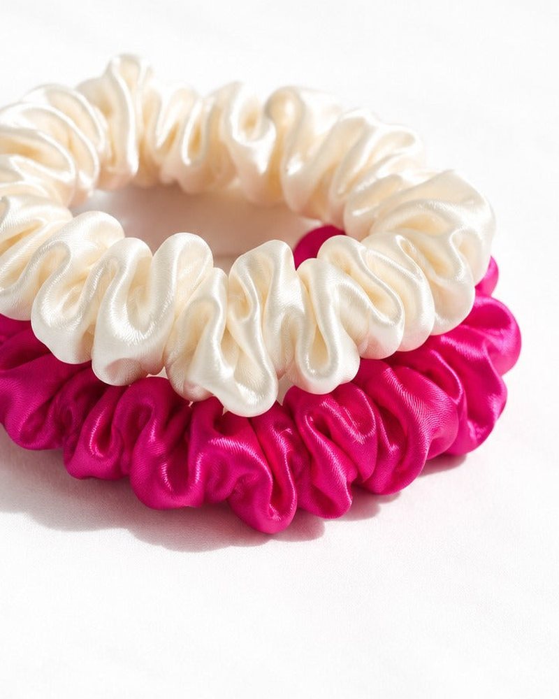 The soft sheen on Candy Dot silk scrunchies